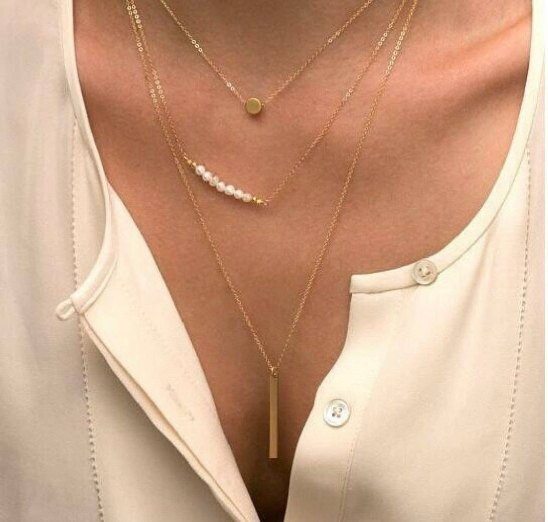 Peal and Gold Layered Necklace