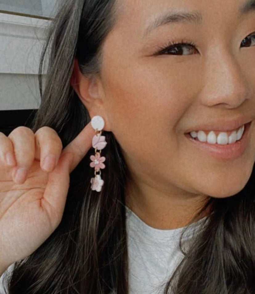 Spring floral clay earrings
